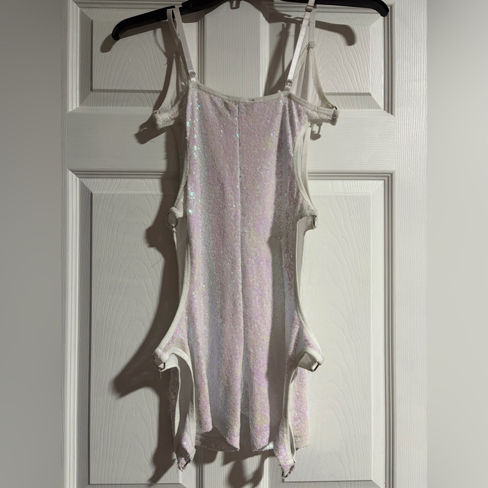 Dolls Kill - Club Exx - Cutout Sequin Romper - Picture 2 of 4